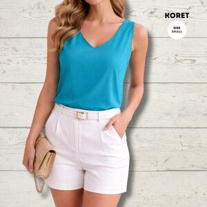 Koret Teal Sleeveless Blouse – V-Neck | Size Small